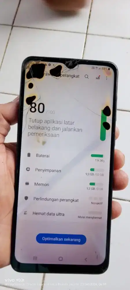 Samsung a02.  3/32. Mnus noda item SMA retak normal smua