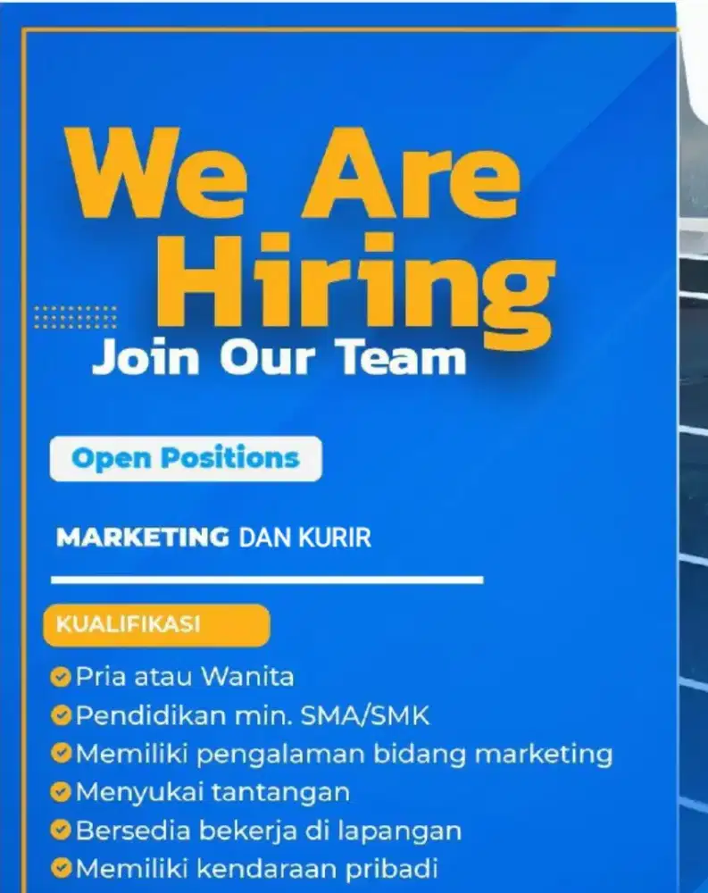 Lowongan SPG/SPB/KURIR outdoor