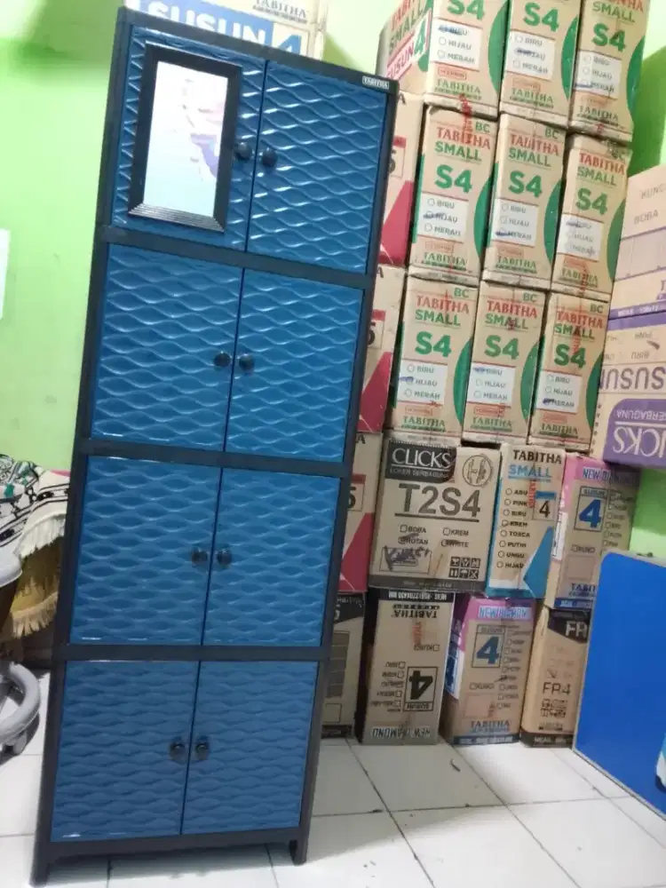 Lemari pakaian baru 4 susun kaca