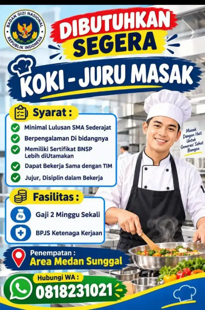 DIBUTUHKAN SEGERA JURU MASAK DAN AG