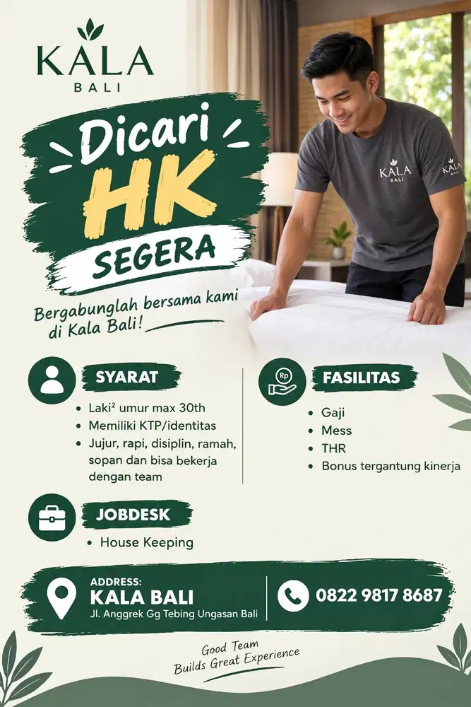 Dicari segera House Keeping