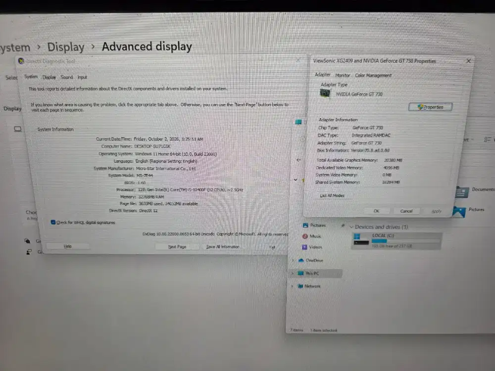 PC CORE I5 12400F RAM 32GB SSD 256 GB KONDISI NORMAL