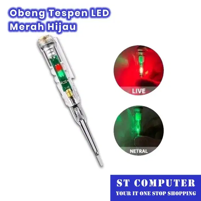 Obeng Tespen LED Merah Hijau Listrik Test