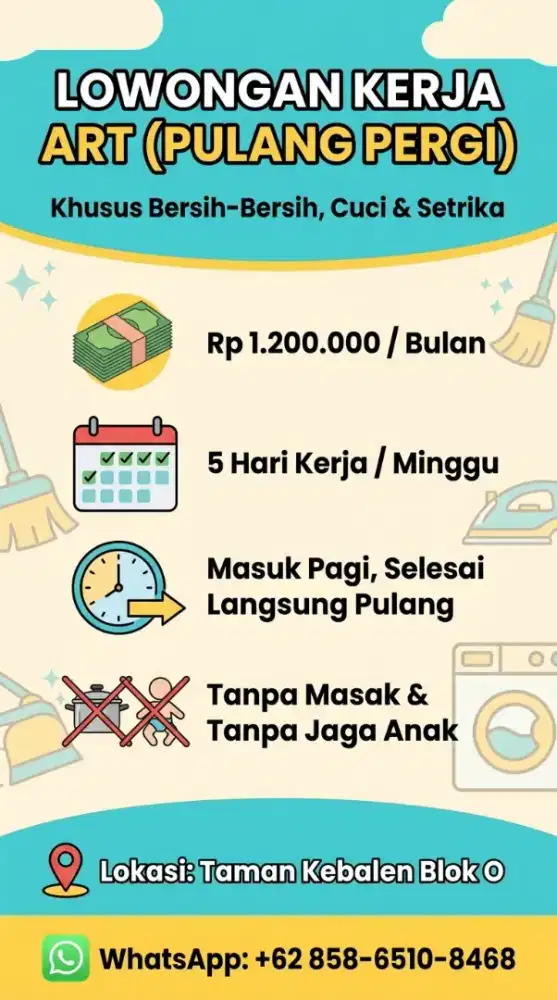 ART Bersih Bersih Tidak menginap
