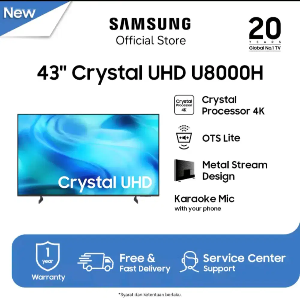 Samsung 43 SmartTV 4K UHD Netflix YouTube Digital Garansi Resmi BARU
