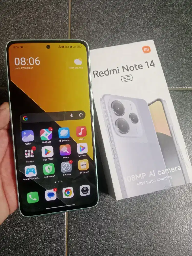 Redmi Note 14 5G ram 8/256gb Nfc nominus fullset lecet pemakaian