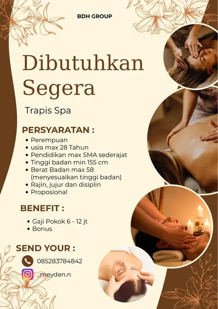 Dibutuhkan Segera Trapis Spa Non Plus Plus