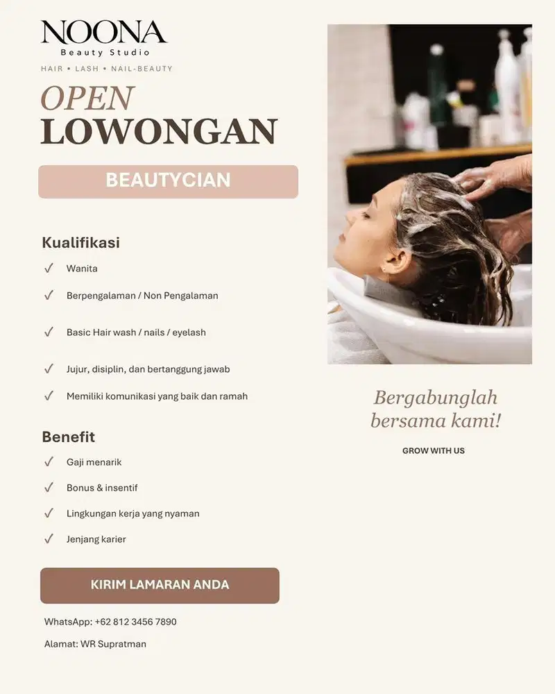dibutuhkan beautycian salon