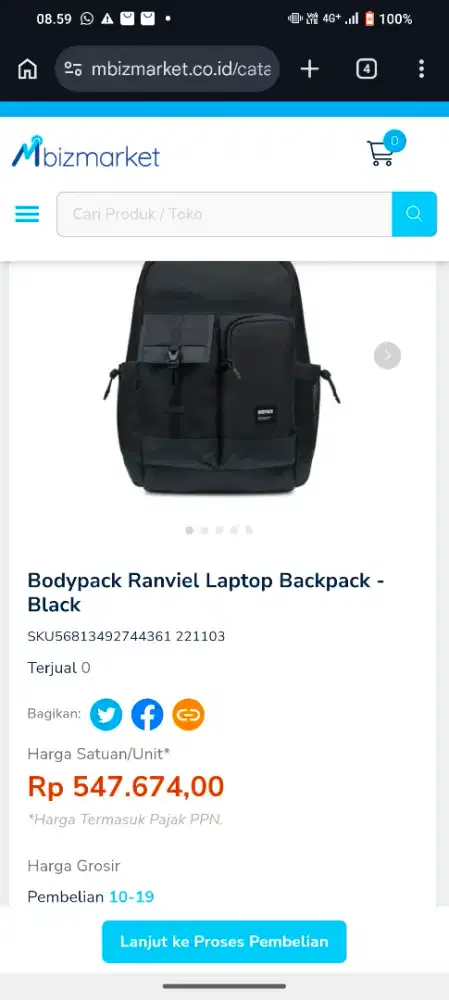 Tas bodypack ranviel laptop hitam