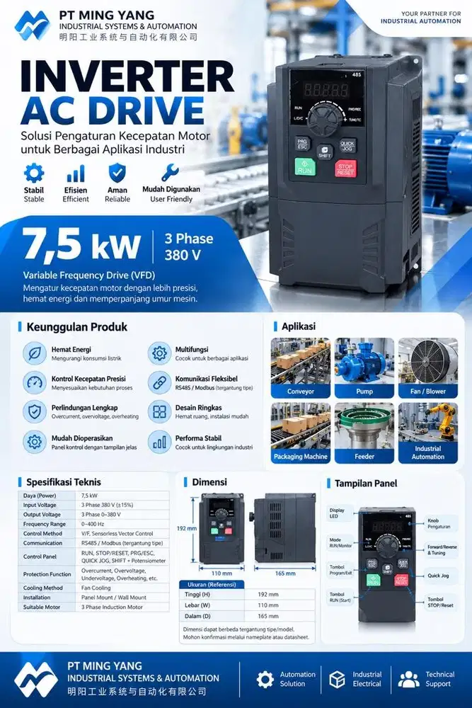 INVERTER 7.5KW MERK ZSK READY STOK