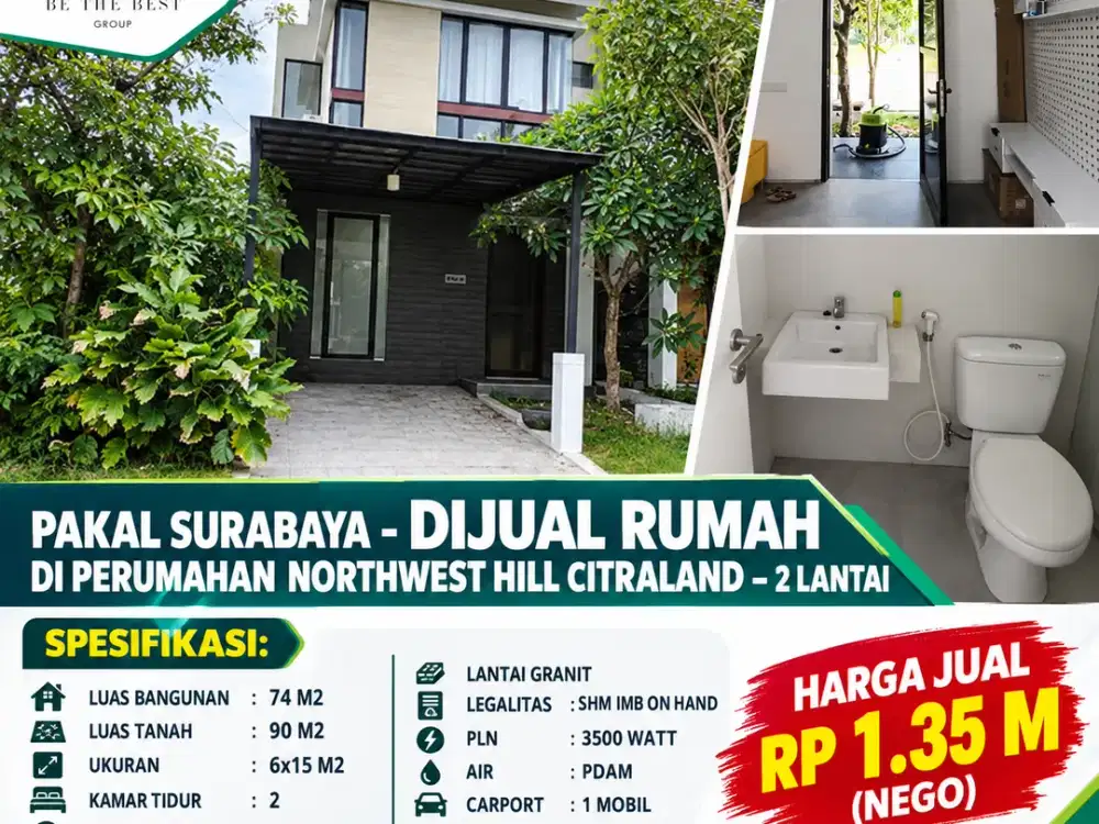 PAKAL SURABAYA - DIJUAL RUMAH DI PERUMAHAN NORTHWEST HILL CITRALAND