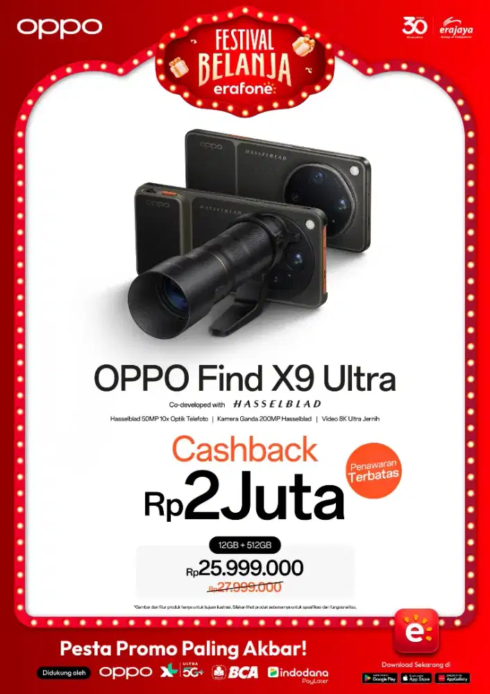 Promo cashback Oppo Find X9 Ultra up to 2jt