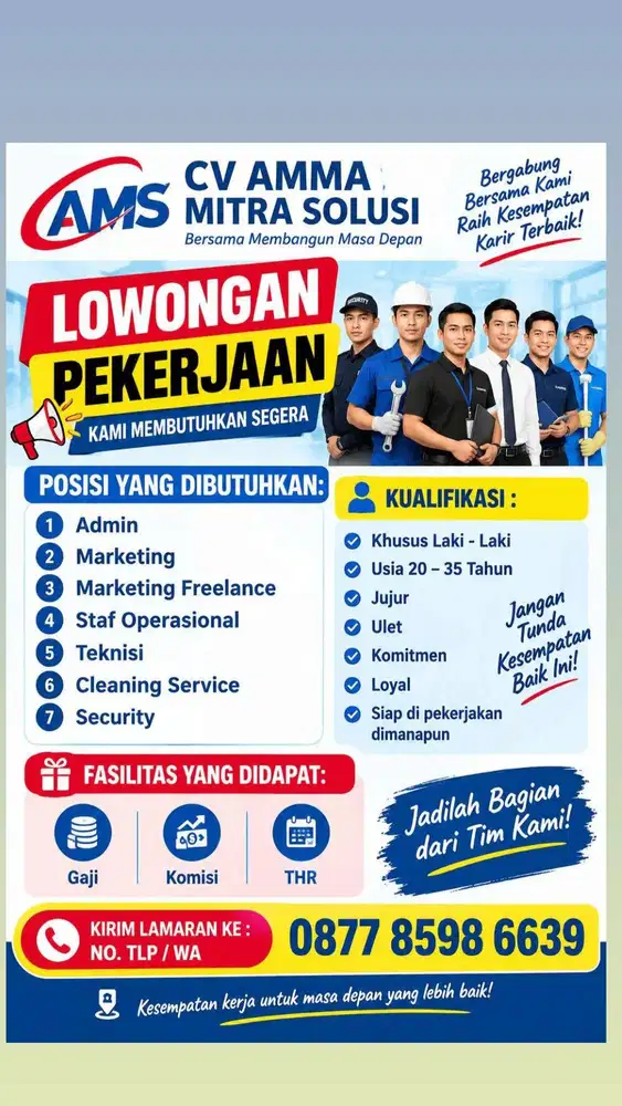 Lowongan kerja , admin , marketing , teknisi dll
