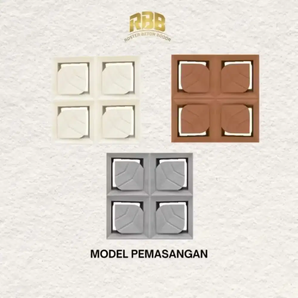 Roster beton minimalis 20x20x10cm,3 varin warna,putih,merah dan abu