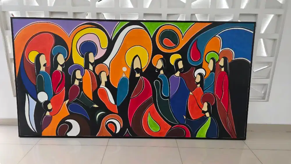 Lukisan Perjamuan Kudus Abstract Figurstif