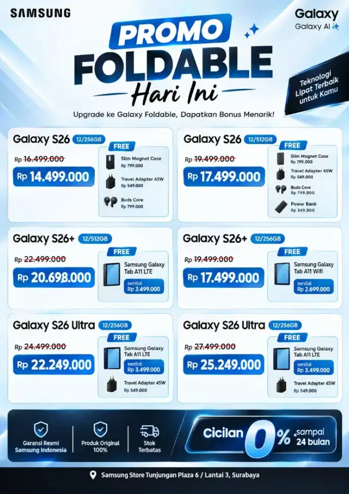 SAMSUNG GALAXY S26 SERIES PROMO PWP CICILAN 0% BUNGA