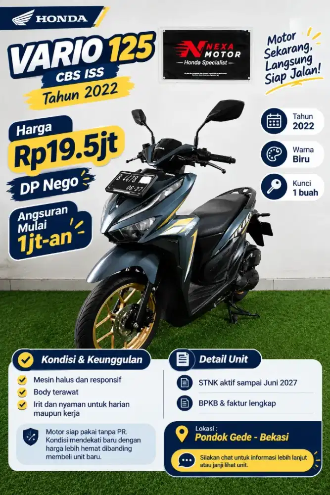 Rp19.5jt | Honda Vario CBS ISS 2022 | Istimewa!