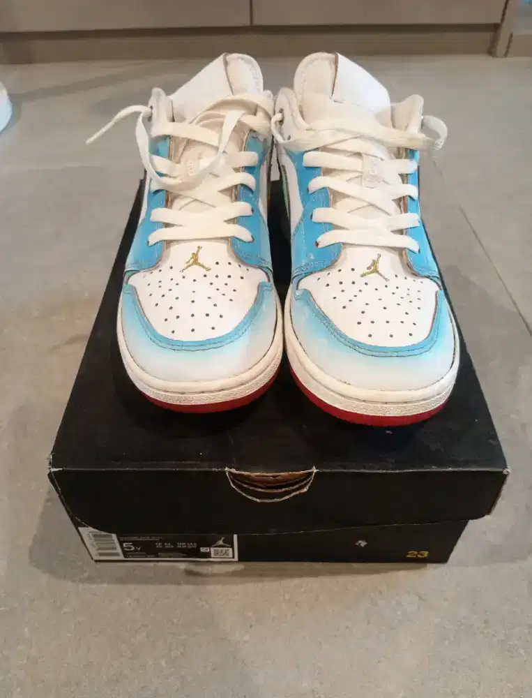Nike Air Jordan 1 Low GS Aquatone UNC White Blue Size 37.5