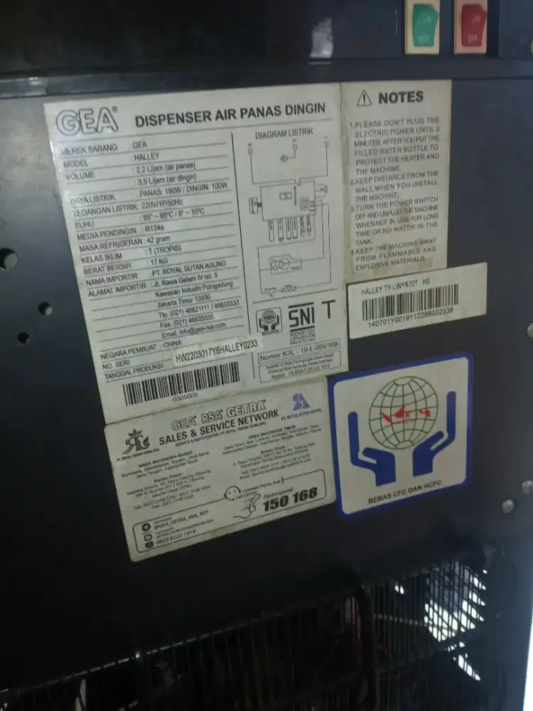Dijual disvenser merk GEA galon dalam panas dingin