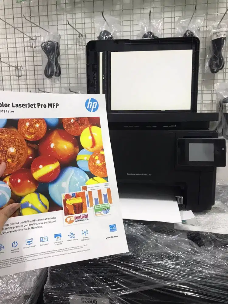 Printer laser multifungsi warna HP M177fw bekas free cartridge baru
