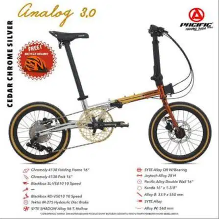 Pacific ANALOG 3.0 Chromoly Sepeda Lipat Warna Cedar Chrome