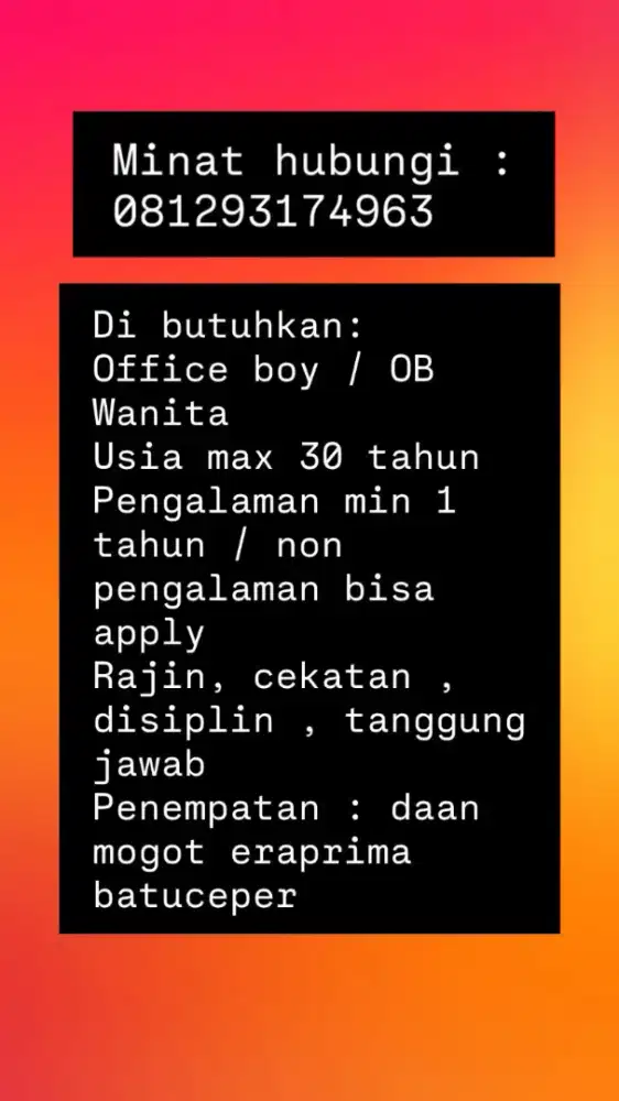 Dibutuhkan office boy