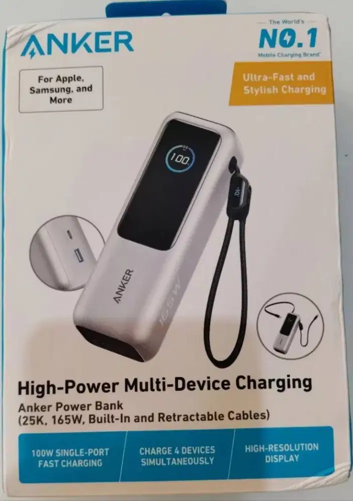 Anker Smart Digital Display Touch Laptop Power Bank 25.000mAh 165W