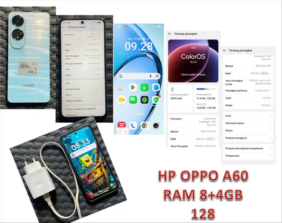 HP OPPO A60 RAM 8+4GB 128 BATANGAN