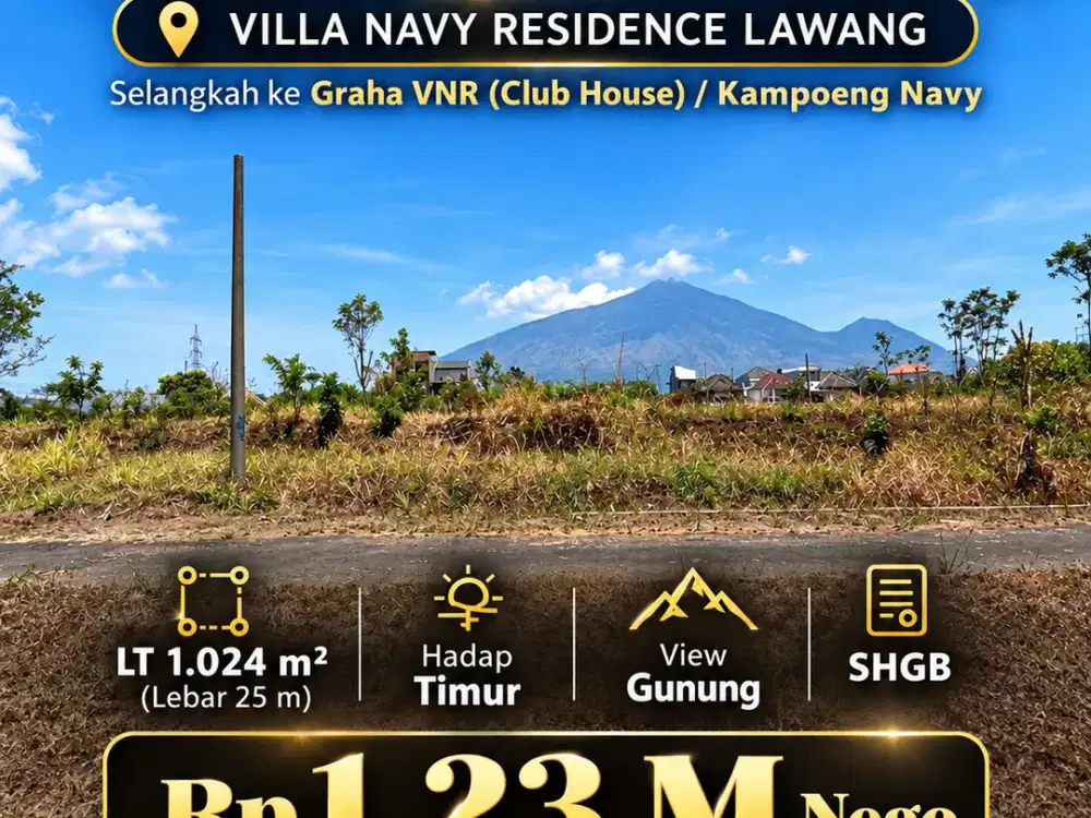 Tanah view gunung dekat Graha VNR di villa Navy residence Ketindan Lawang