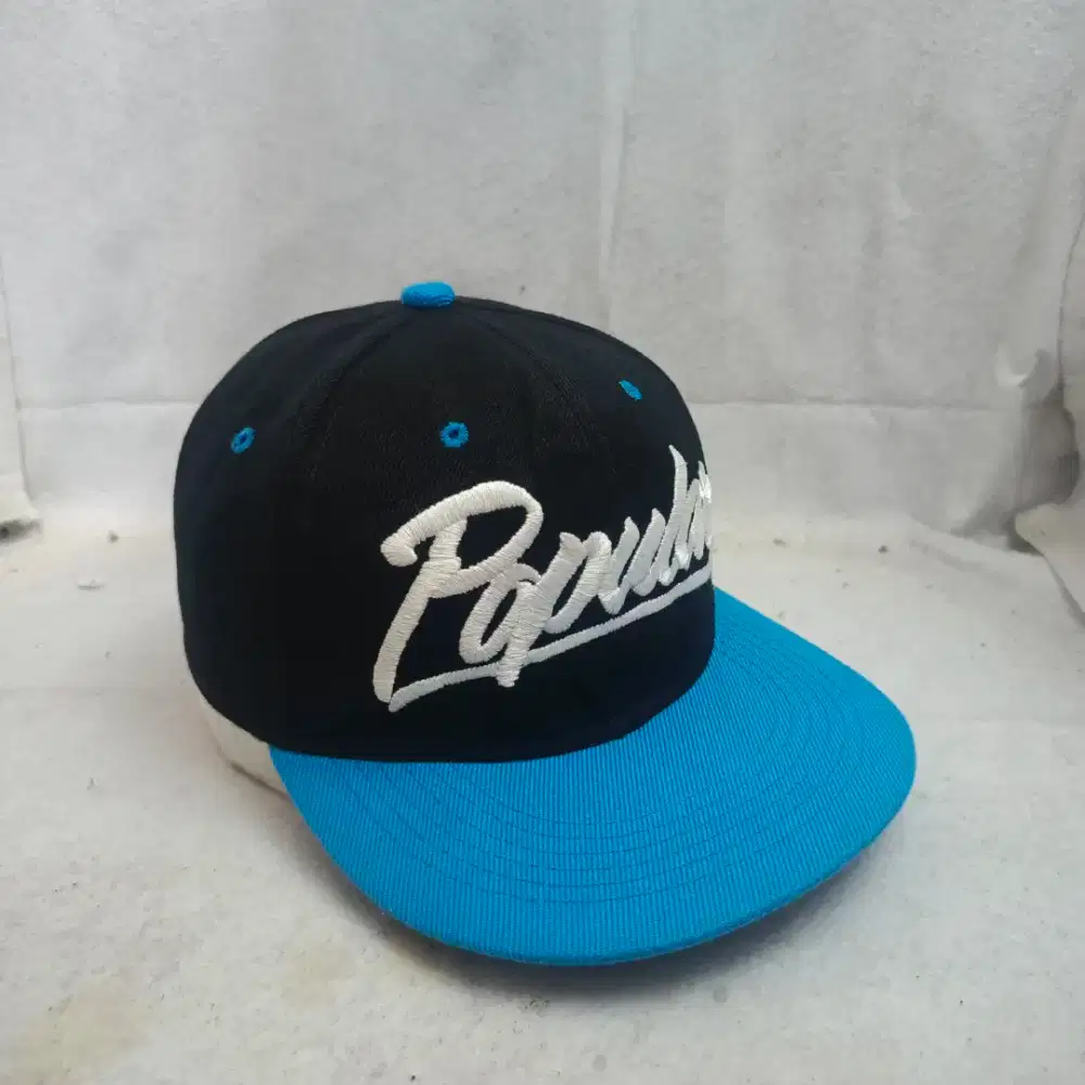 Topi Snapback Pria Wanita Bordir Popular Hitam Biru Trendy Casual