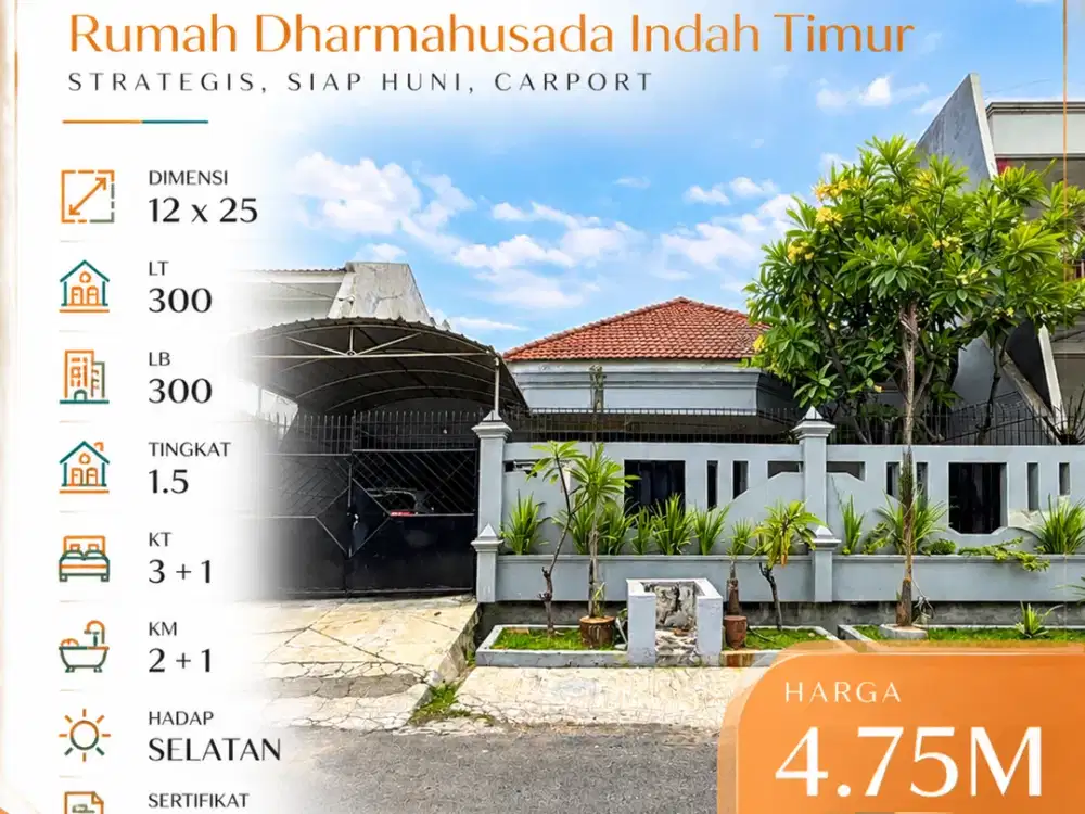 Rumah Dharmahusada Indah Timur STRATEGIS, SIAP HUNI, CARPORT