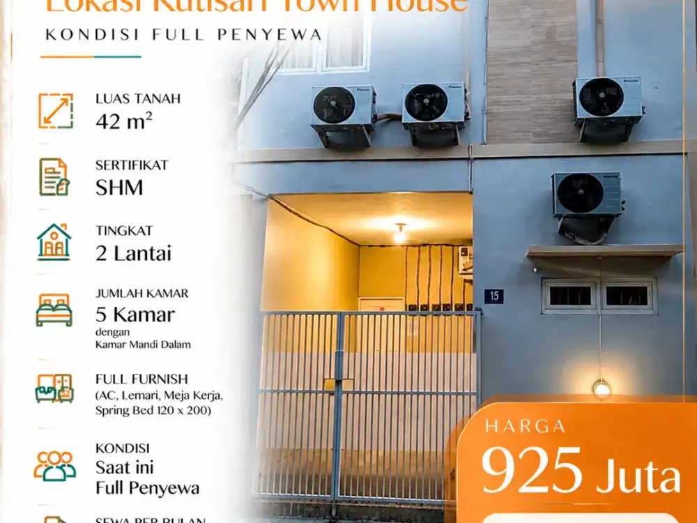 ⁠Rumah Kost Ful Furnish Kutisari Town House Kondisi Full Penyewa