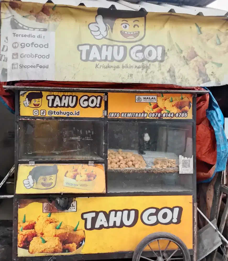 DIJUAL CEPAT Gerobak Tahu Go + Free Penggorengan & Peralatan