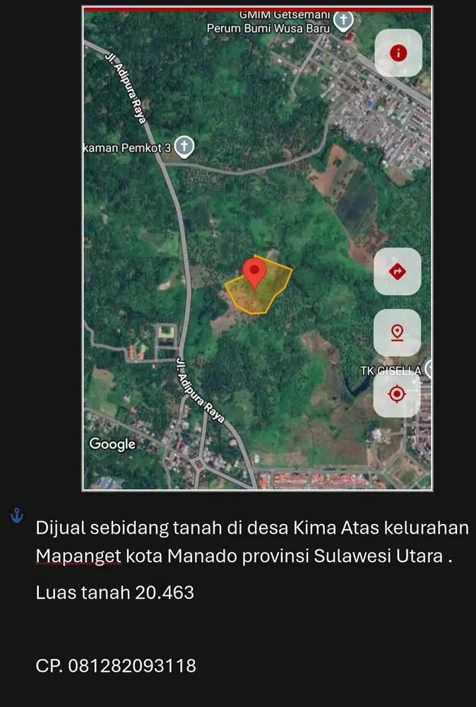 Dijual tanah 2 hektar di Mapanget Manado