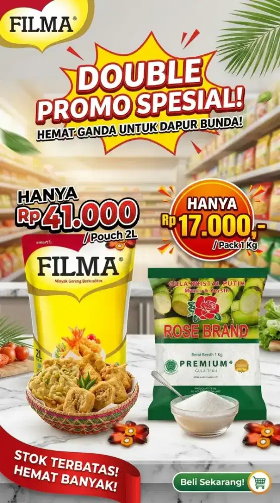 Jual Minyak Goreng Filma 2 ltr dan Gula Rose Brand 1 kg