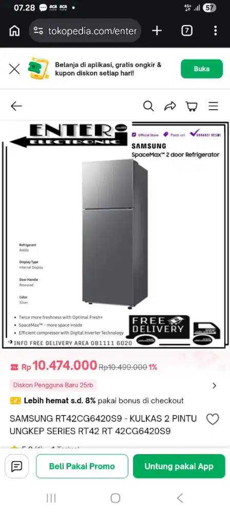 Kulkas 2 pintu samsung