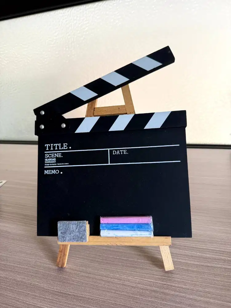 Papan Tulis Clapperboard Film + Stand Kayu / Mini Blackboard