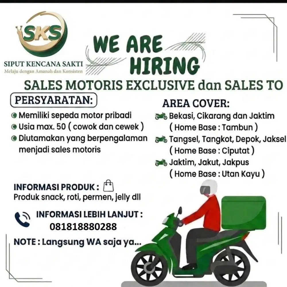 Sales To area Cikarang Jonggol