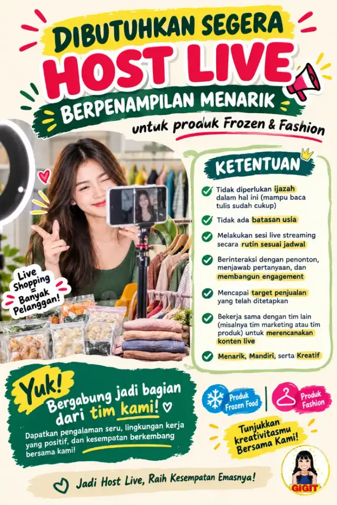 DIBUTUHKAN HOST LIVE BERPENGALAMAN