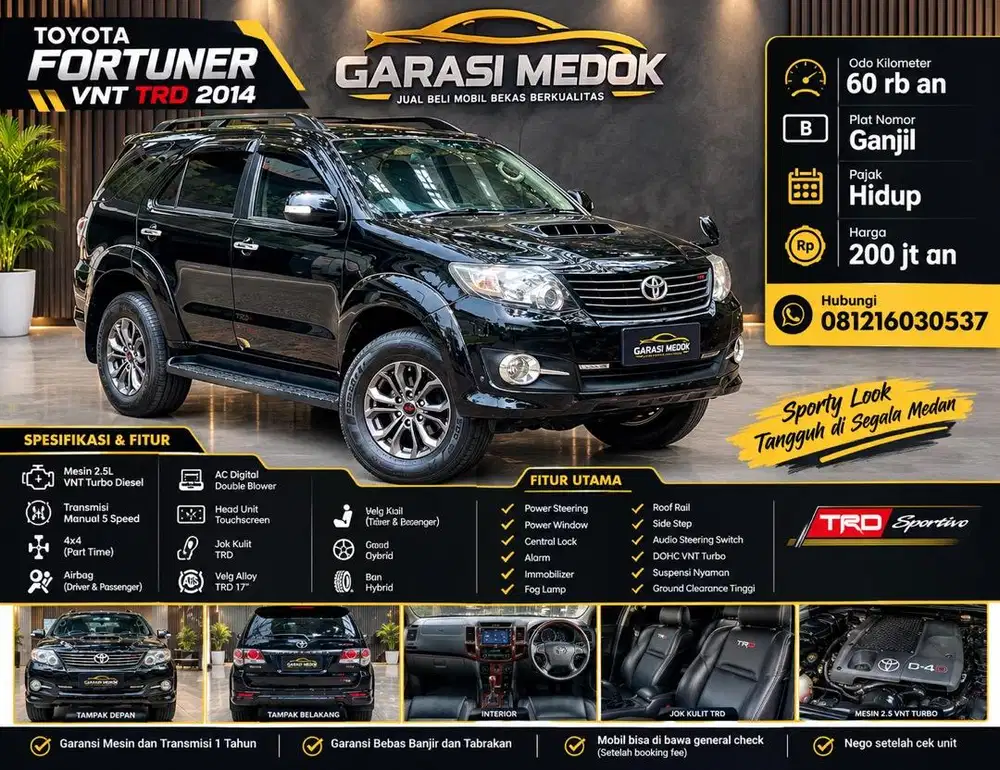Toyota Fortuner VNT G TRD 2014 pk 2015 Antik Low KM Murah Bekas Ganjil
