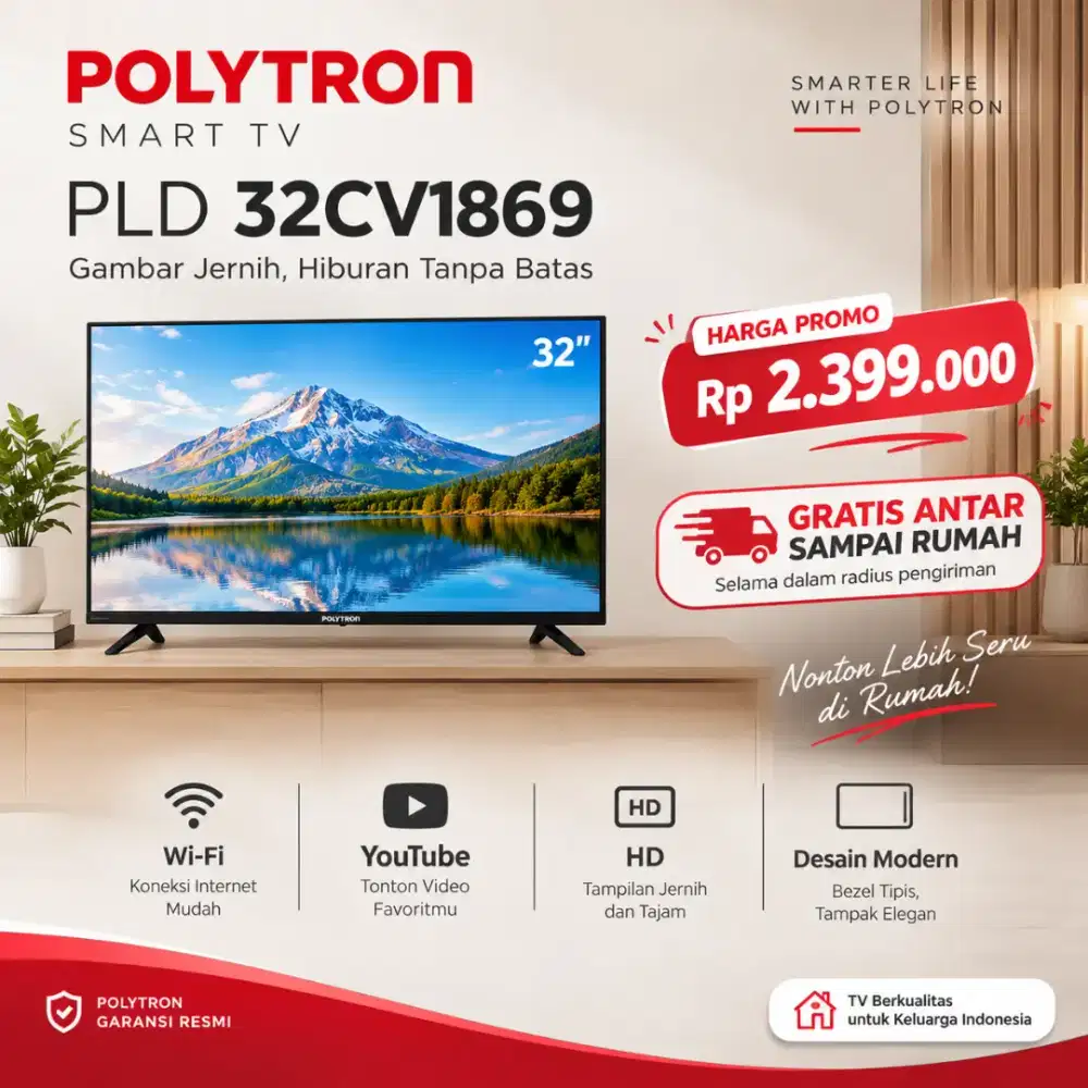 SMART TV POLYTRON 32INCH GARANSI 5 TAHUN