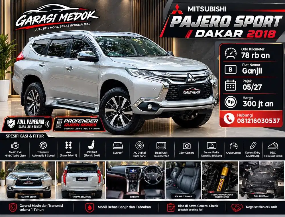 Mitsubishi Pajero Sport Dakar 2018 Antik Low KM Murah Bekas Ganjil