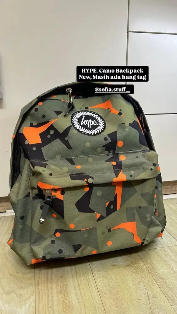 HYPE Camo Backpack Original New Motif Camo Green Orange
