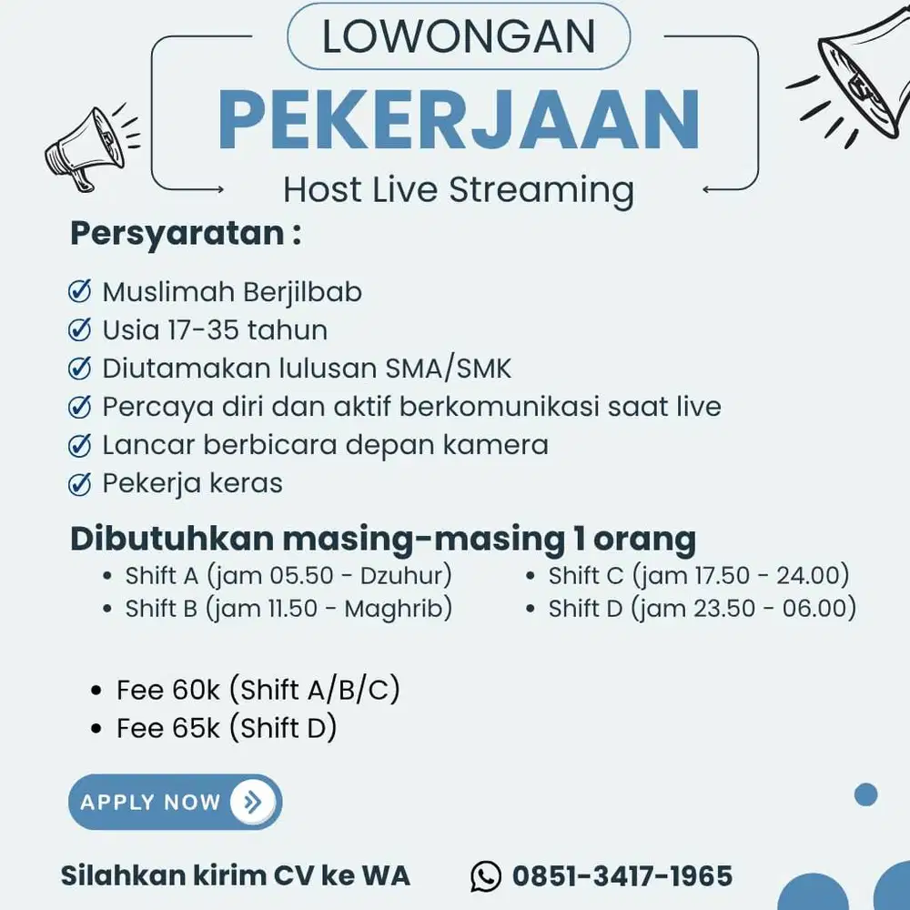 Lowongan Host Live Streaming Bandung