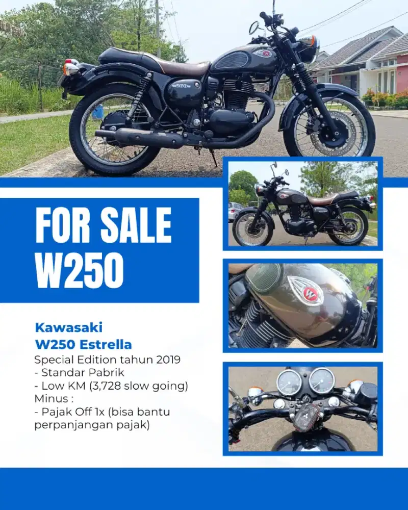 DIJUAL KAWASAKI W250 ESTRELLA SPECIAL EDITION LOW KM