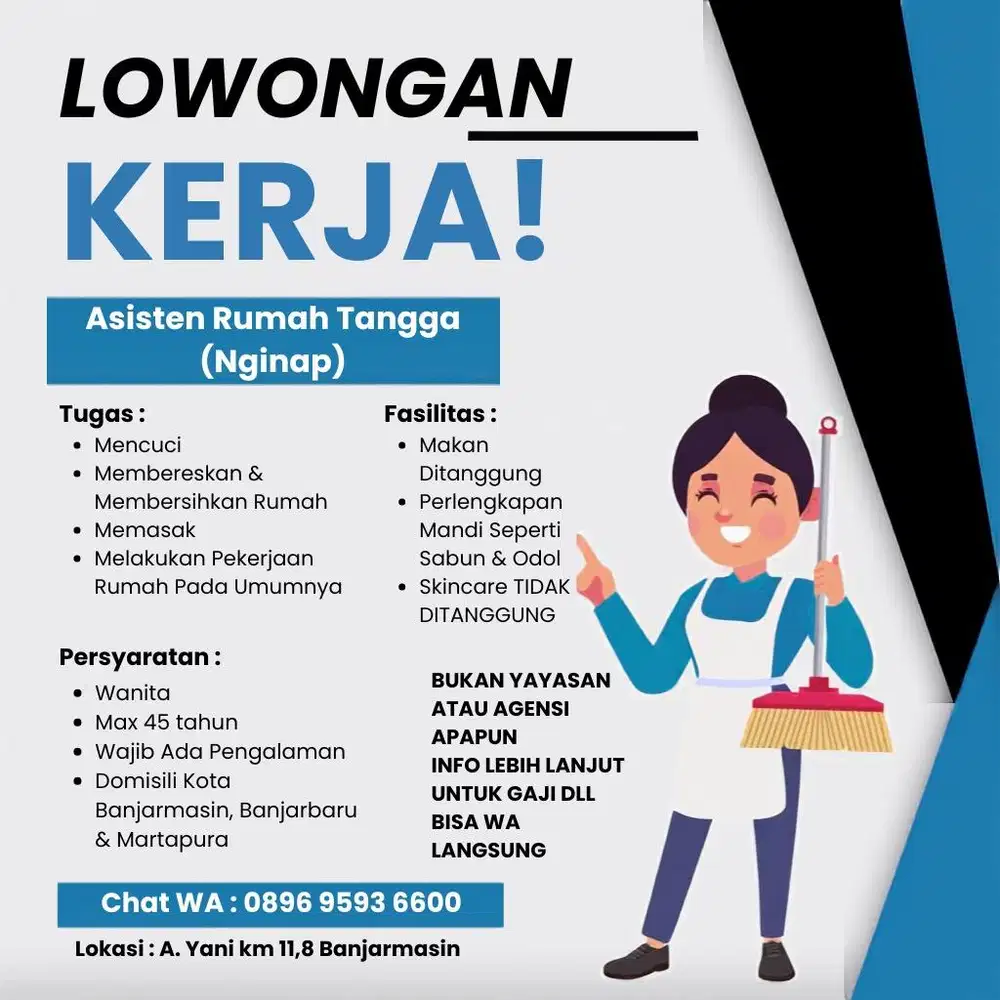 Dicari art / asisten rumah tangga