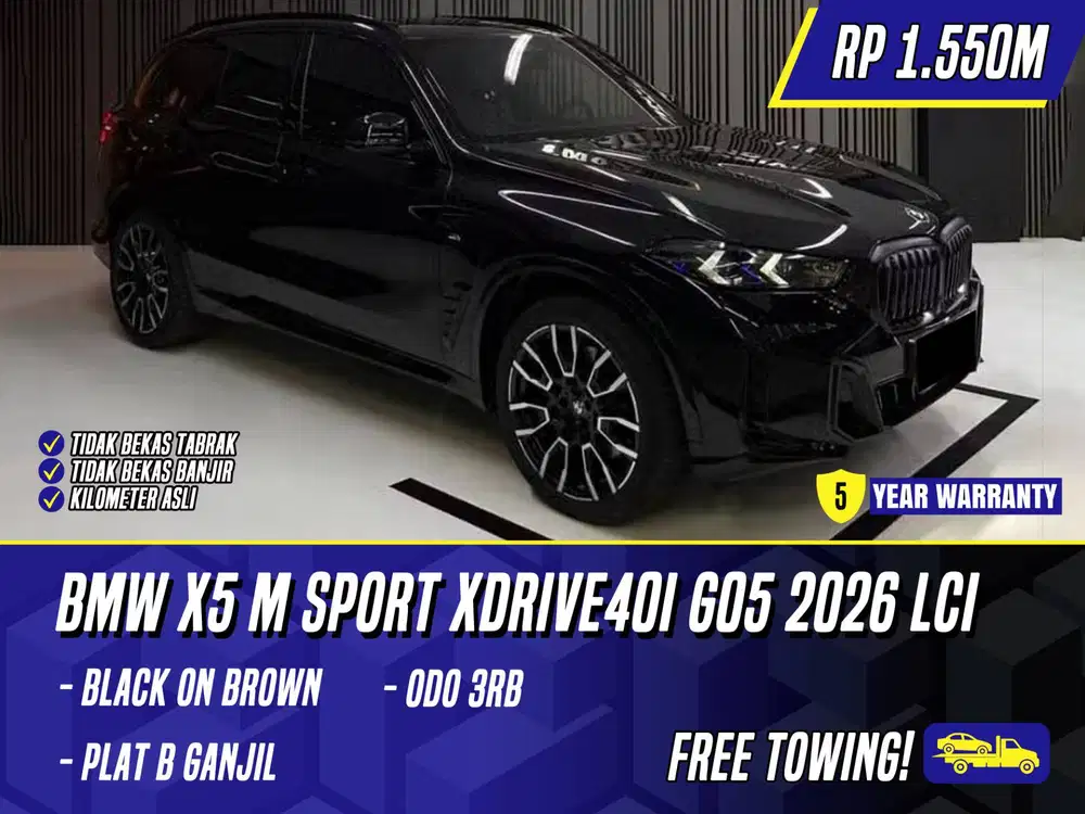 BMW X5 M Sport xDrive40i G05 2026 NIK 2025 LCI Black on Brown Hitam