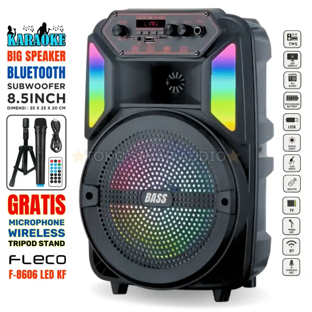 Speaker bluetooth karaoke 8,5 in wireless stand