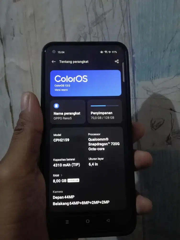 Oppo reno 5 8/128gb kmplit fingerprint aja ga fungsi
