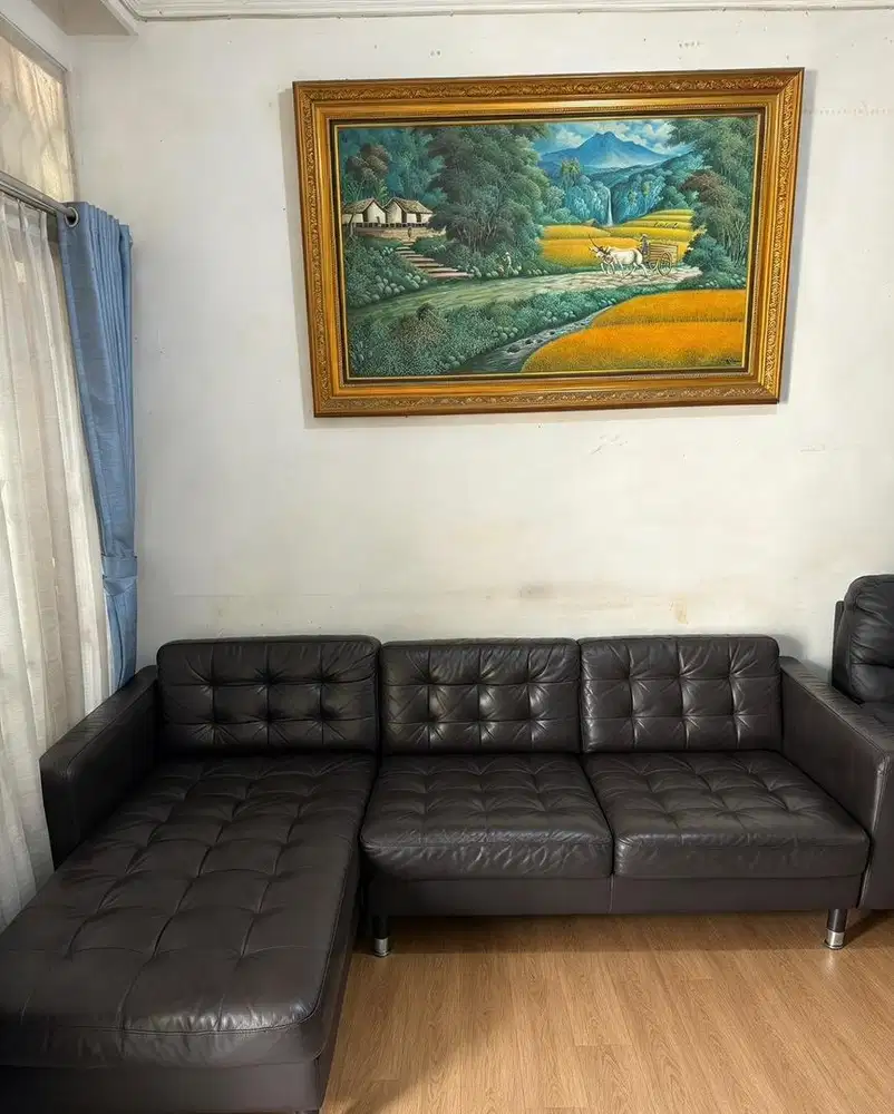 SOFA L SHAPED LEATHER GENUINE ( KULIT ASLI )